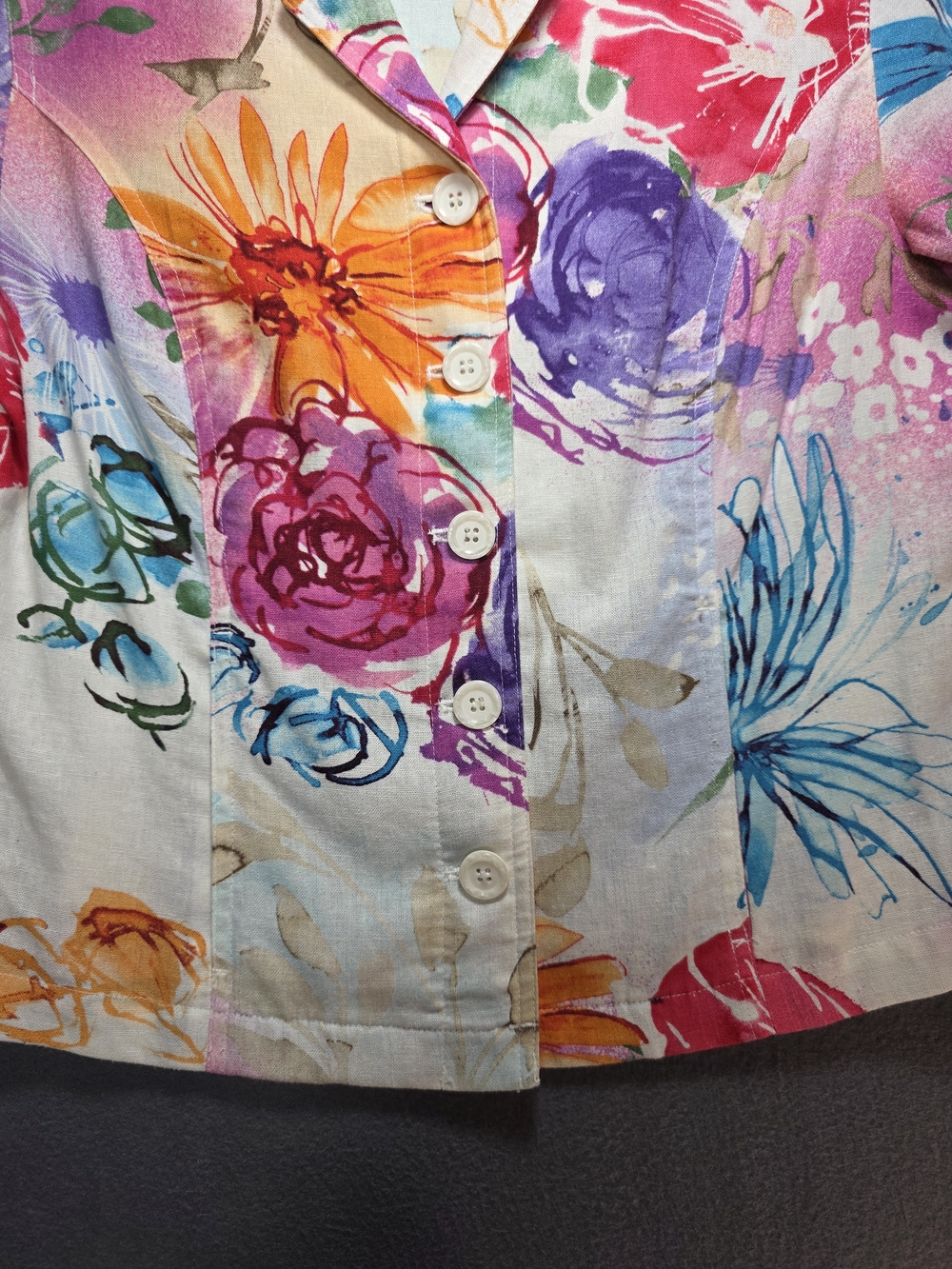 Colorful Floral Button-Front Jacket - Multicolor - Picture 3 of 13